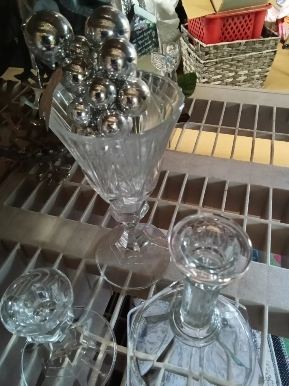 Elegant Crystal Glass Candlestick Set with Decanter